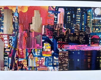 Romare Bearden, Midtown at Sunset | Beautiful Print of New York Skyline 1930s | Framable Wall Art
