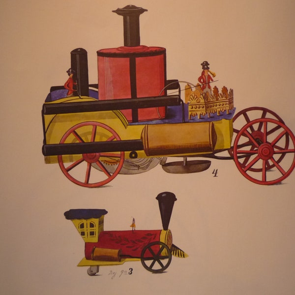 Steam Engines George Brown toy sketches 19th Century Toys - print two sizes - Framable  -  gift for toy lovers for nursery