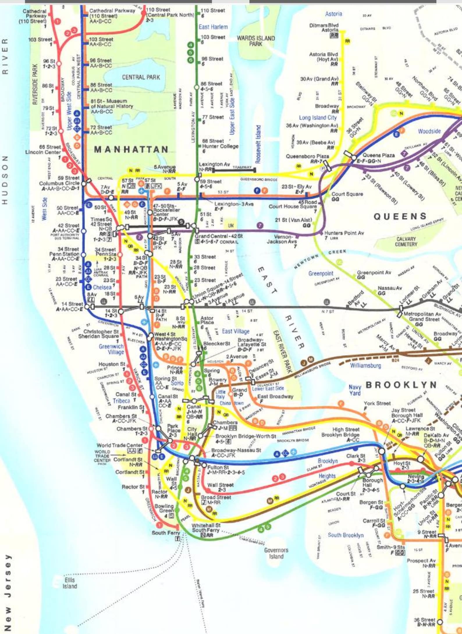 New York Subway Map 1980s View of Manhattan and the Boroughs. Take a ...
