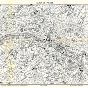 Plan de París 1910 Mapa detallado para viajero Hermoso detalles varios tamaños