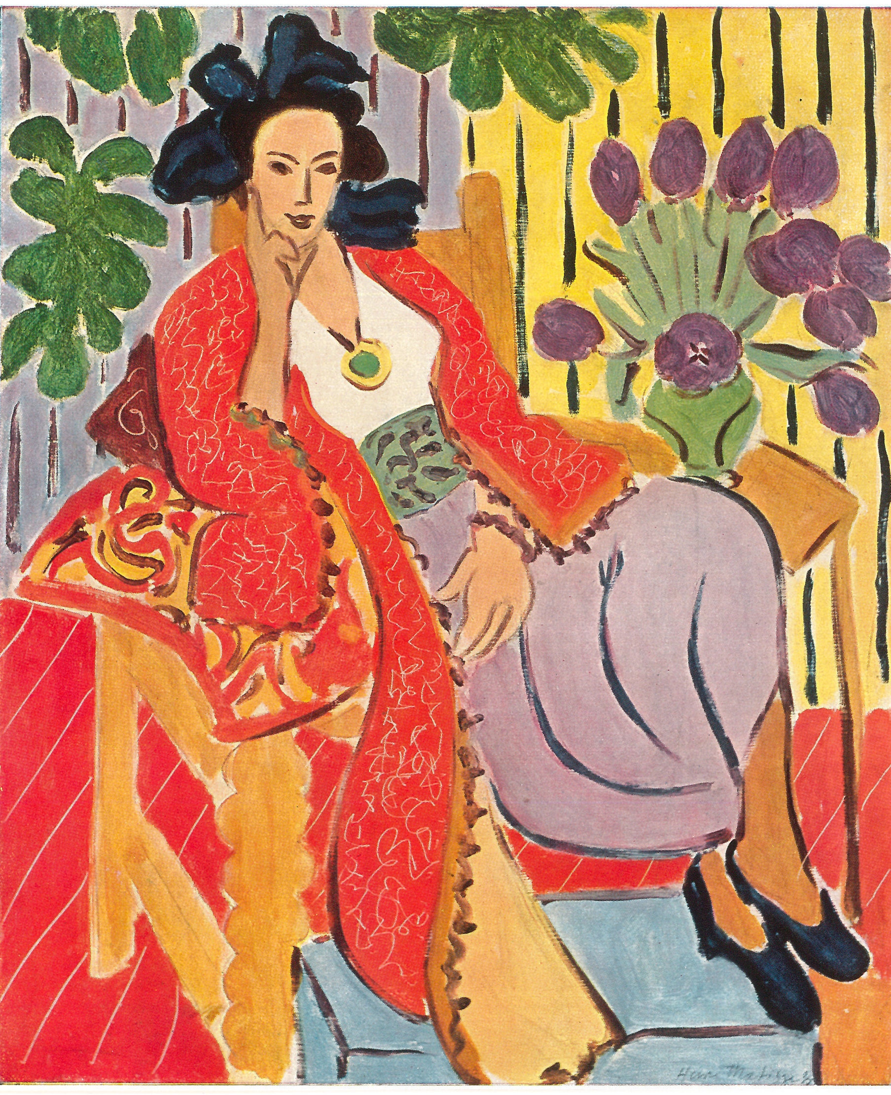 Matisse - Lady in Kimono Red Coat Impressionist Style Art Wall - Etsy
