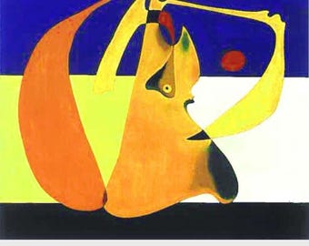 Joan Miro, The Bather | Framed Surreal Art. Vintage 20th Century Wall Art