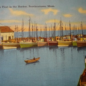 Pesca Fleet Provincetown Harbor-Framable carta d'arte Cartolina riciclata Per Marinai, Amanti del mare, Pescatore Cape Cod Porto di Boston