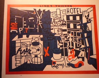The Paris Bit Stuart Davis - 1953 print of abstract expressionist art - gift for artists  art lovers -matted 8 by 10 and ready to frame