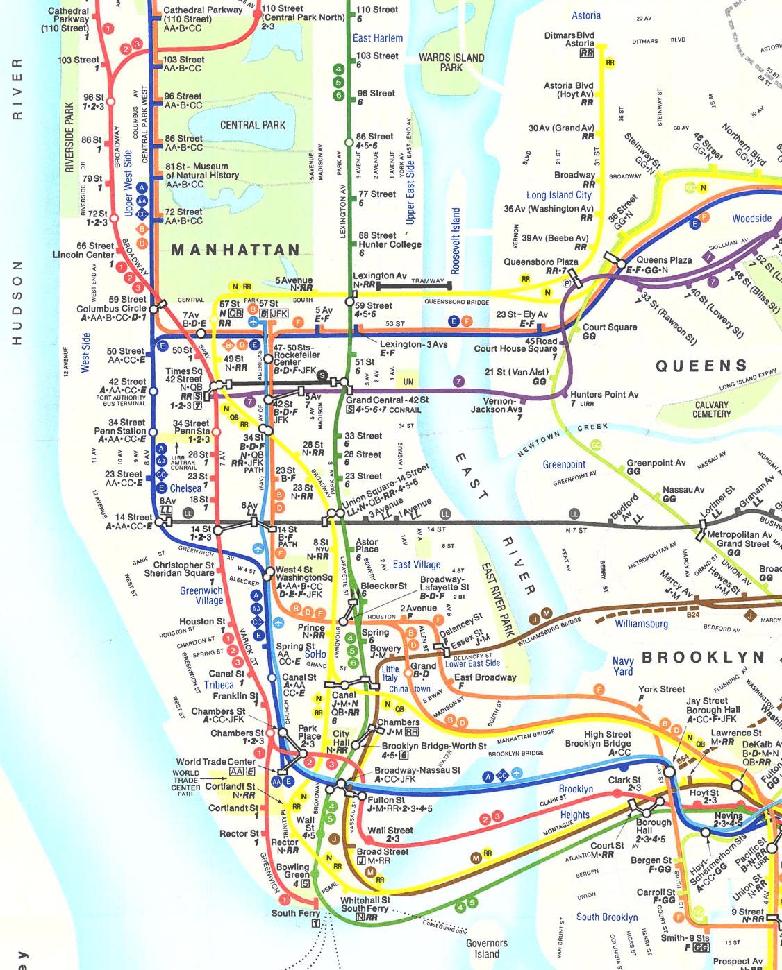 New York Subway Map 1980s View of Manhattan and the Boroughs. Take a ...