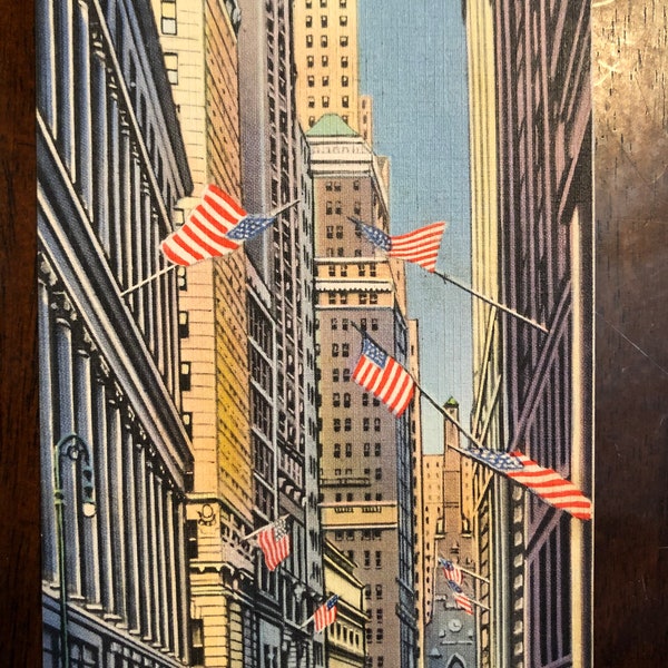 Wall Street 1940s Fourth of July - framable print -  New York Business District, Hedge Funds, Stock Exchange, Trinity Church