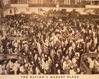 Wall Street Trading Floor of the New York Stock Exchange 1950s retro framable print -  New York Business District, Hedge Funds, NYSE, Trader