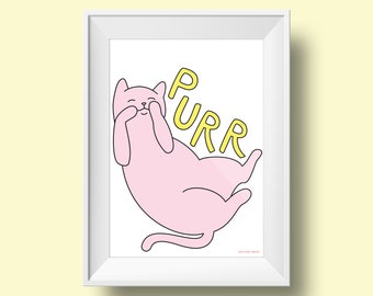 Purring cat 5x7 print