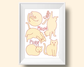 Impresión 5x7 de Happy Cats