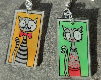 Boucles d'oreilles le duo de chats