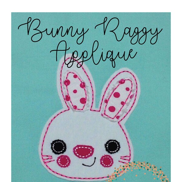 Bunny Rabbit Raggy Applique DIGITAL Embroidery Design