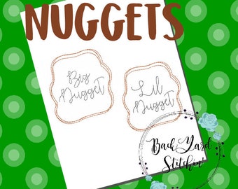 Chicken Nuggets Sketch Stitch DIGITAL Embroidery Design, Lil Nugget, Big Nugget