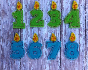 ITH Candle Number Feltie DIGITAL Embroidery Design Set