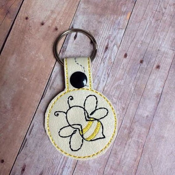 ITH Bee Snap Tab/Key Fob DIGITAL Embroidery Design