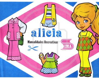 Alicia, une poupée de papier espagnole vintage des années 1970 - Téléchargement numérique