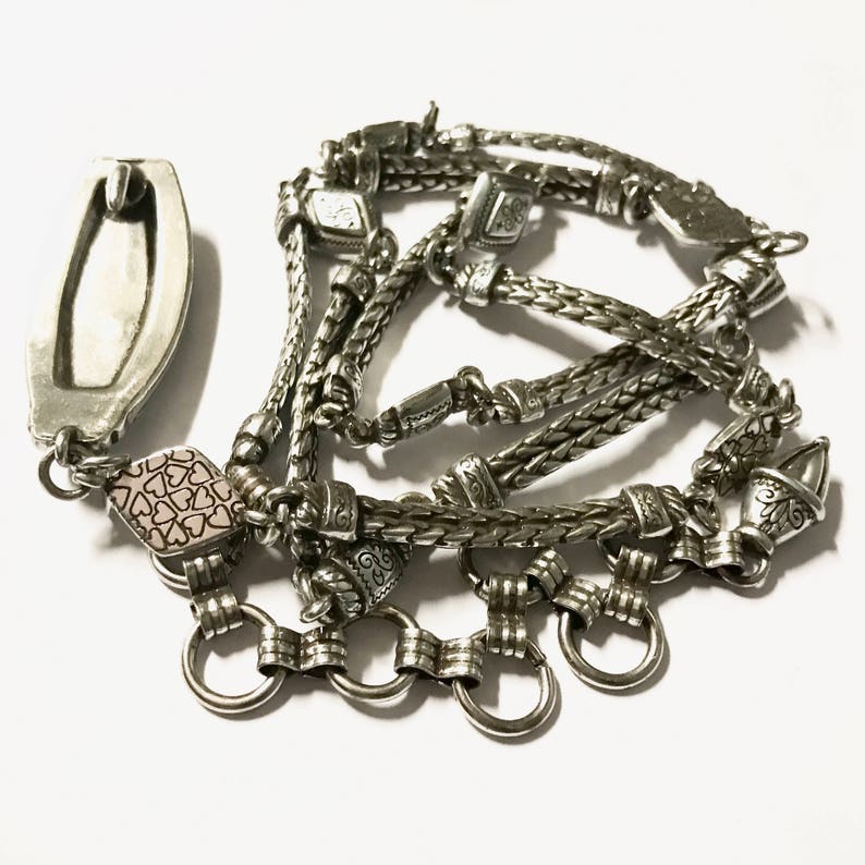 Vintage Brighton belt silver plated chain rope and link belt Etsy