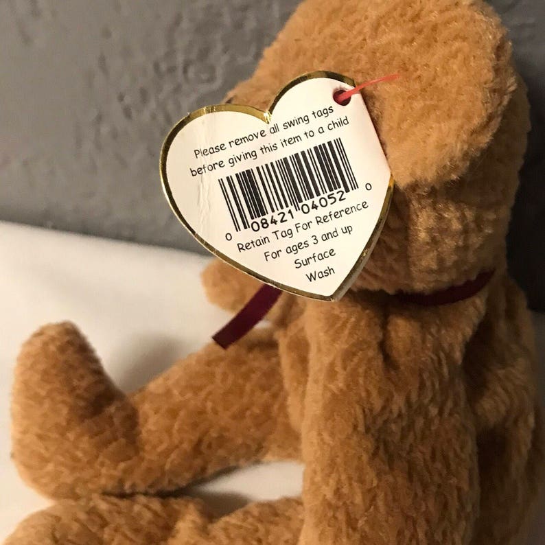 curly the bear beanie baby brown bear black eyes brown nose version 1993 P.E pellets beanie babies by ty
