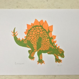 Stegosaurus (lino print)