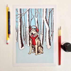 Dog in the Snow - Oliver Allchin, colour digital print