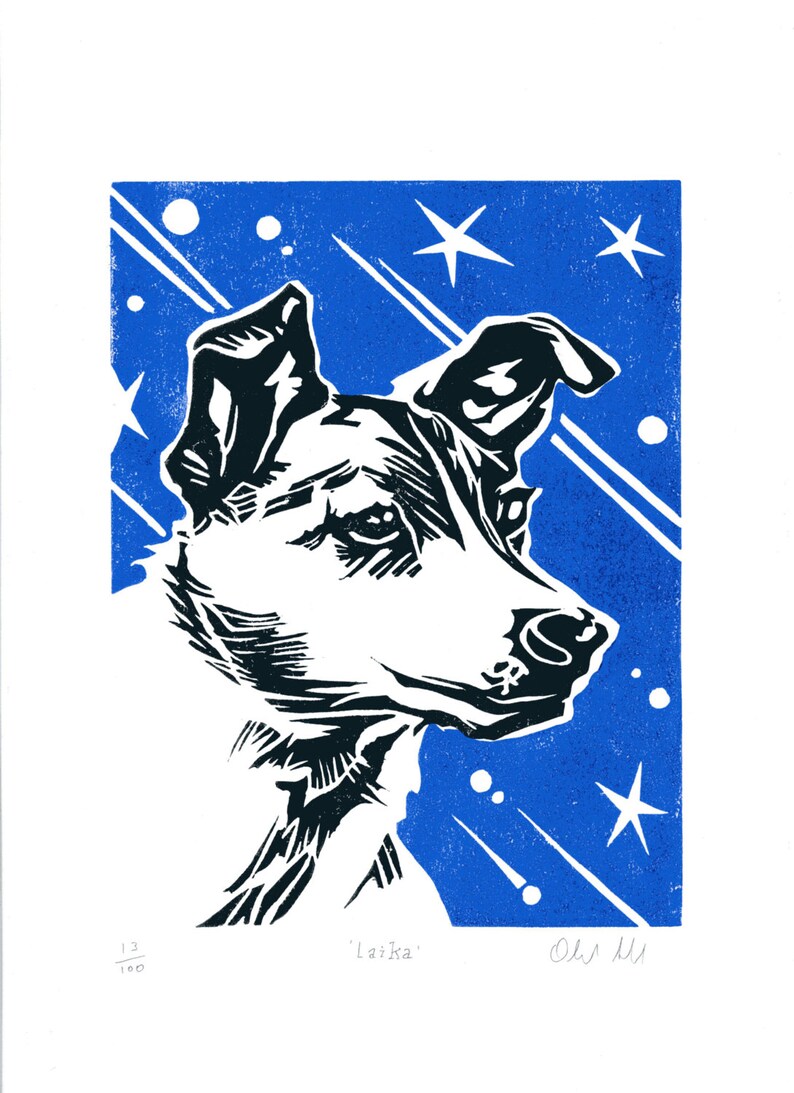 Laika lino print image 2