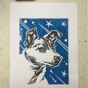 Laika (lino print)