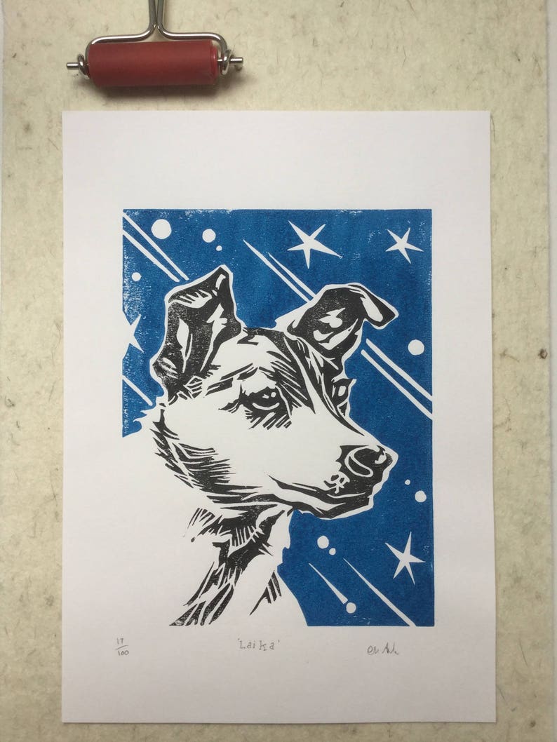 Laika lino print image 1