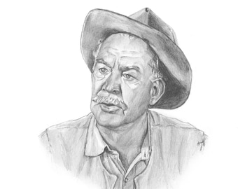 Ward Bond Portrait Pencil Sketch | Rio Bravo | Pat Wheeler drawing Rio Bravo (1959) Western Art | The Western Desk |