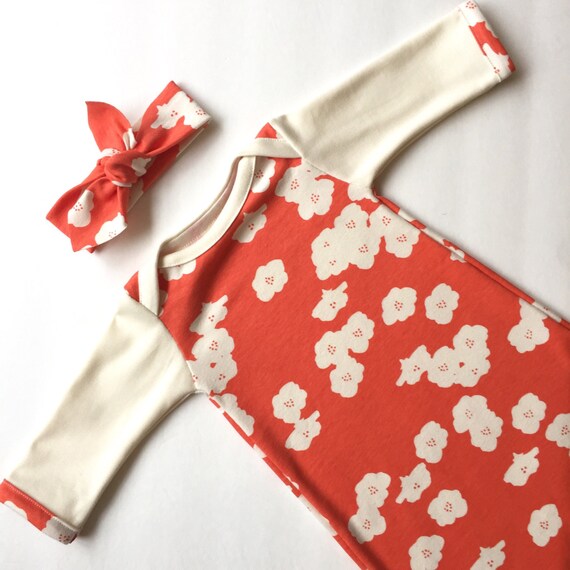 Organic Baby Set POPPY CORAL baby girl sleeper newborn gown Etsy