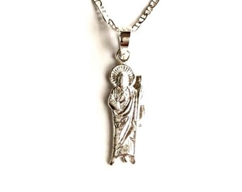 Sterling silver Saint Jude Pendant and necklace / San Judas Tadeo de ...