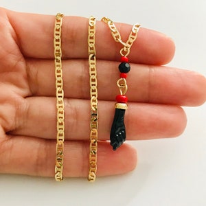 18K Gold Filled Azabache Necklace 18 Long for Protection | Etsy