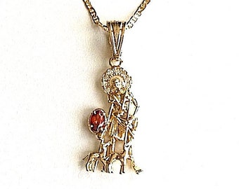 18K Gold Filled Saint San Lazaro Pendant For Catholic Religious Jewelry Making Supplies