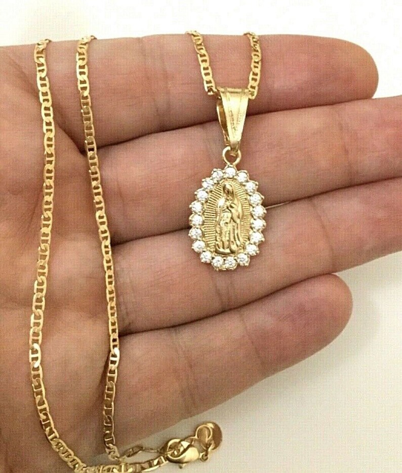 18K Gold Filled Guadalupe Necklace 20 Long for Good Luck Etsy