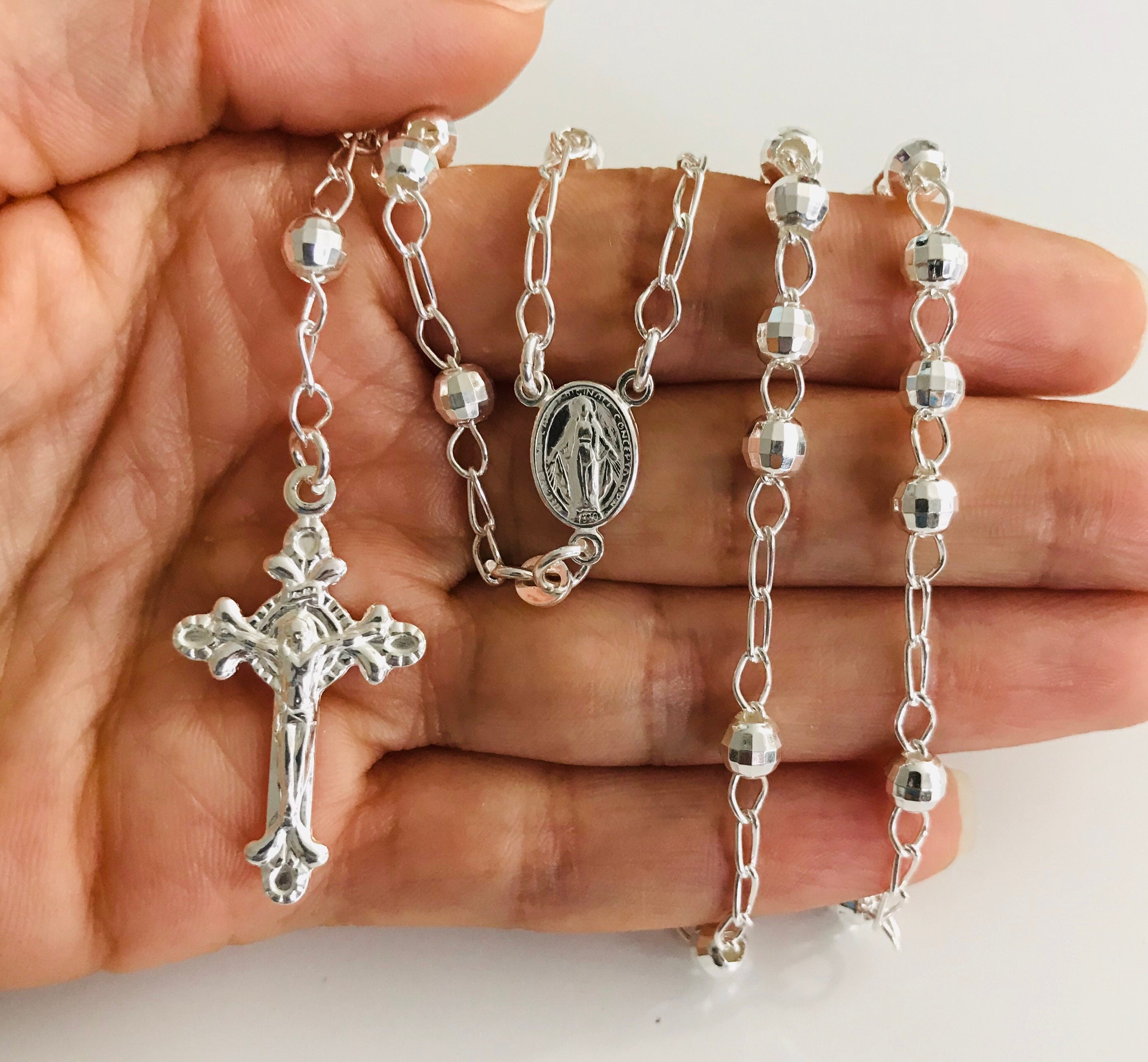 925 sterling silver rosary necklace deals