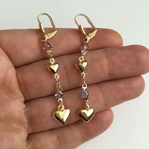 18K Gold Filled Heart Swarovski Crystal Earrings / Aretes de Corazon y Cristal      -   ER4707