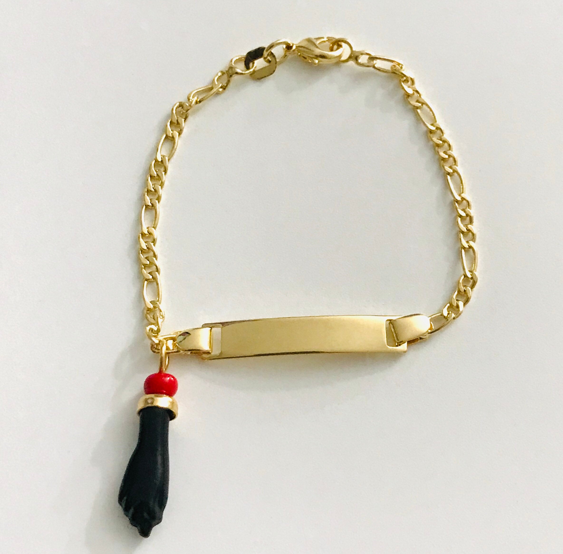 18K Gold Filled Baby ID Azabache Bracelet for Baby 5.25 Long