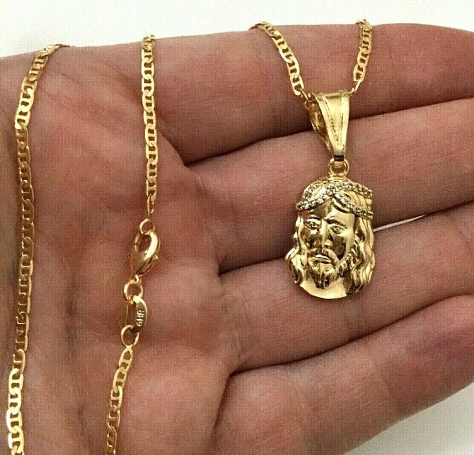 18k gold filled Jesus necklace 18 long34x15mm / 18k Etsy