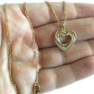 18K gold filled Heart Love necklace 16" long  / 18k gold filled cadena de Corazon para amor 16" largo