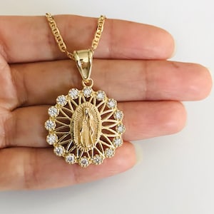 18K gold filled Virgen Mary,Guadalupe necklace 20" long for Good Luck,Money  / cadena de Virgen Guadalupe buena suerte,Dinero  20" largo-P73