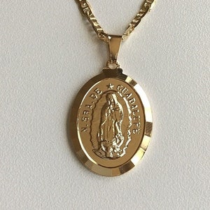 18K gold filled Virgin Mary,Guadalupe necklace 18" long for good luck  / cadena de Guadalupe para buena suerte 18" largo-P274