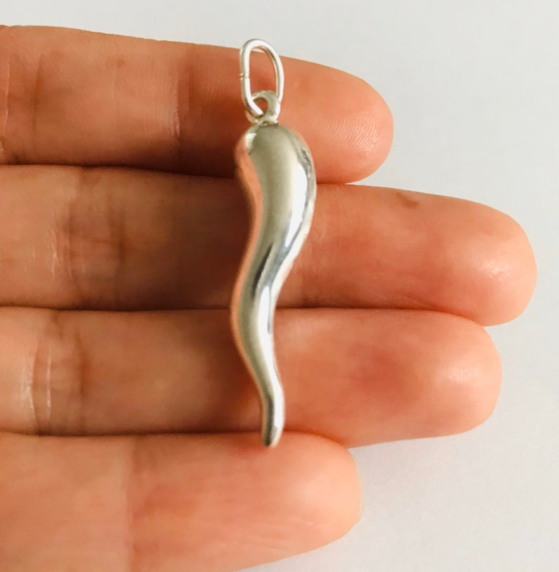Silver Italian Horn Charm Cornecello Charm Chili Good Luck Etsy