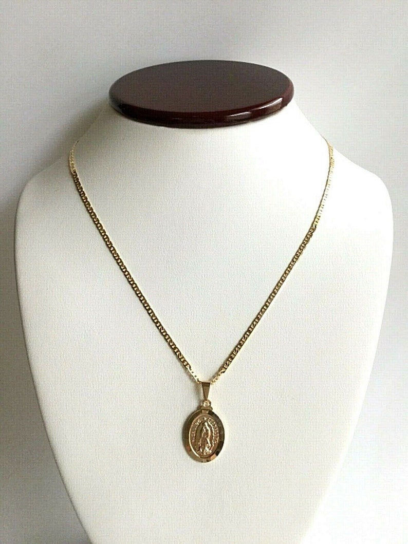 18K gold filled Guadalupe necklace 18 long for good luck 21x14mm 18k gold filled cadena de Guadalupe para buena suerte 18 largo-P2124