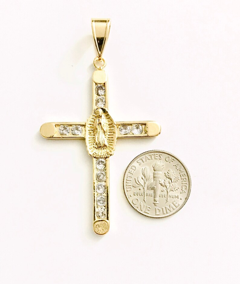 18K Gold Filled Cz Guadalupe Cross Pendant Cross pendant 18k gold filled dije de Cruz Guadalupe P79 protection pendant proteccion
