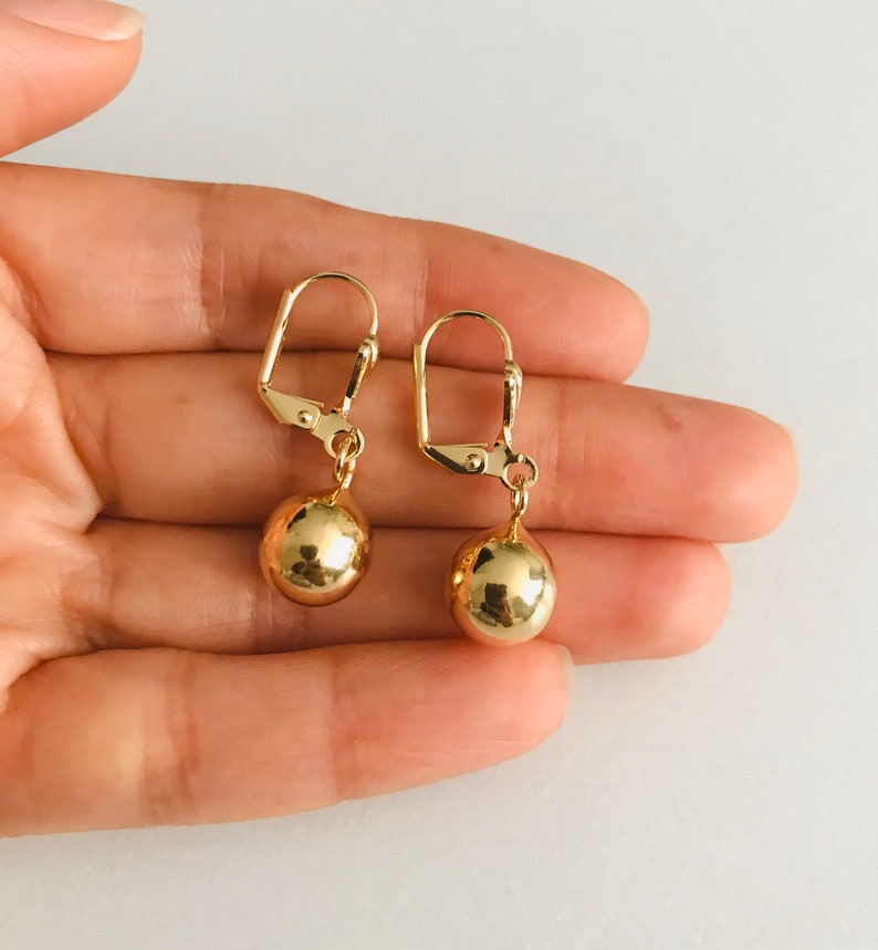 18K Gold Filled Lever back Earrings Ball Earrings Gold Ball Etsy