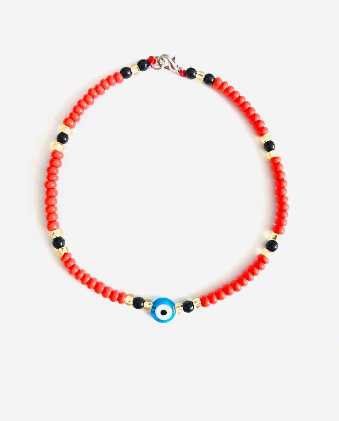 Light Blue Evil Eye Anklet for Protection, Good Luck 10 Long/ Tobillera De Ojo Turco Azul Claro