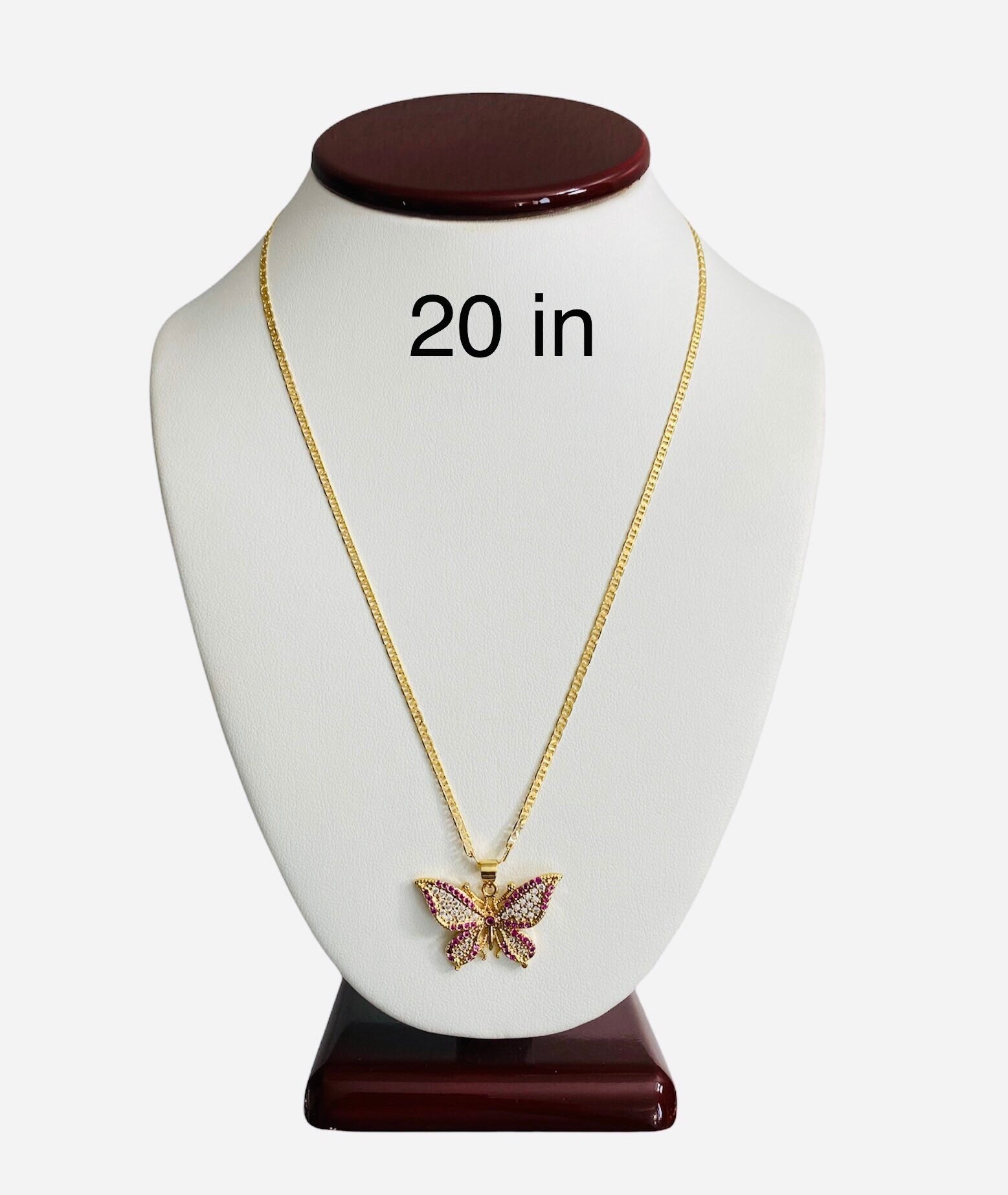 18K Gold Filled Butterfly Necklace 22 mm Cz Butterfly Pendant Charm Butterfly Necklace Pink White Cz Butterfly P142 Etsy