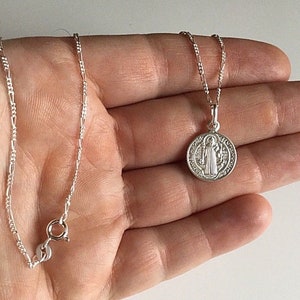 St Benedict Ora et Labora Medal - Patron Against Temptation and Evil -  Sterling Silver Antique Replica - Rosa Mystica Medals