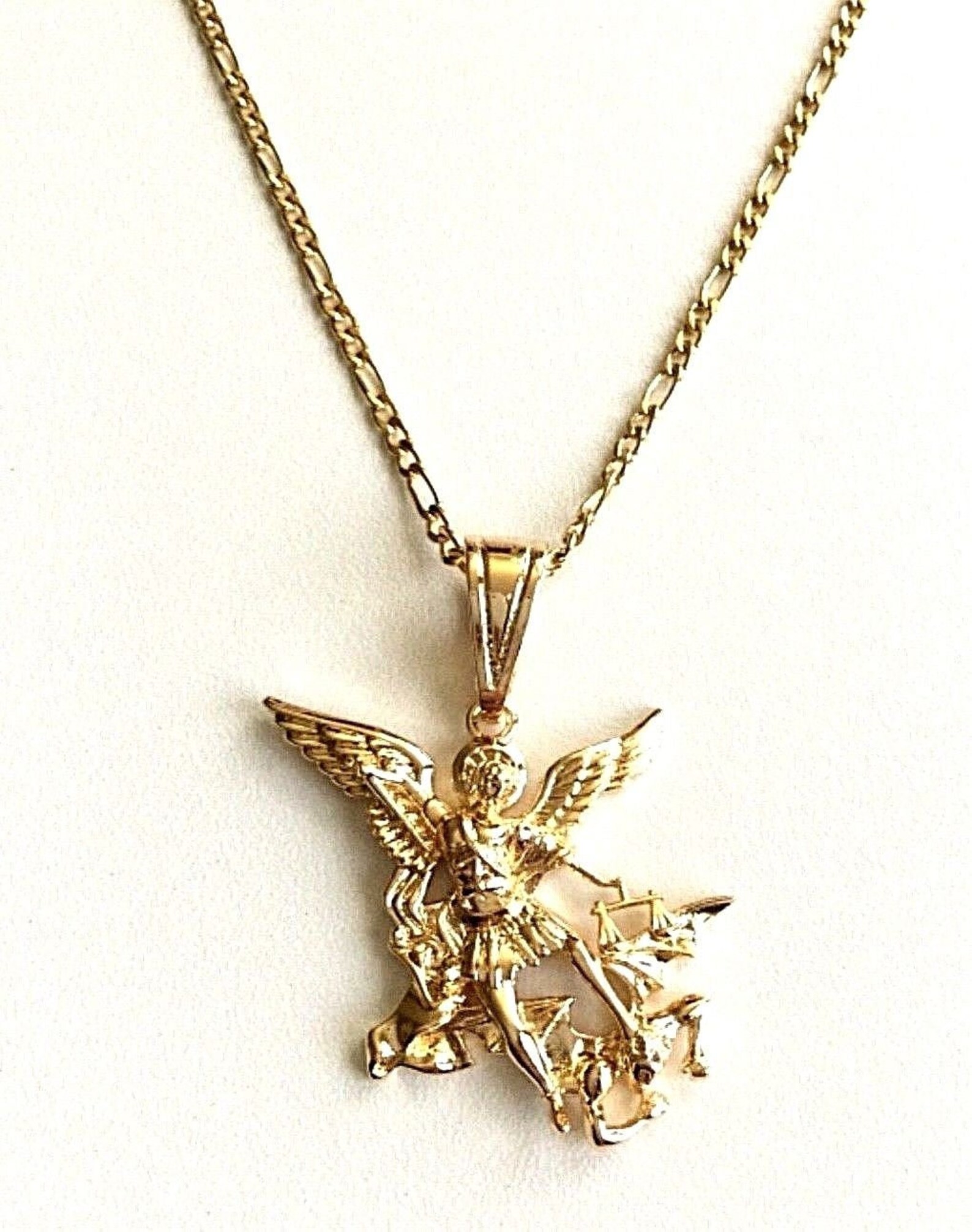 18K Gold Filled Saint Michael Necklace 20 Long for Etsy