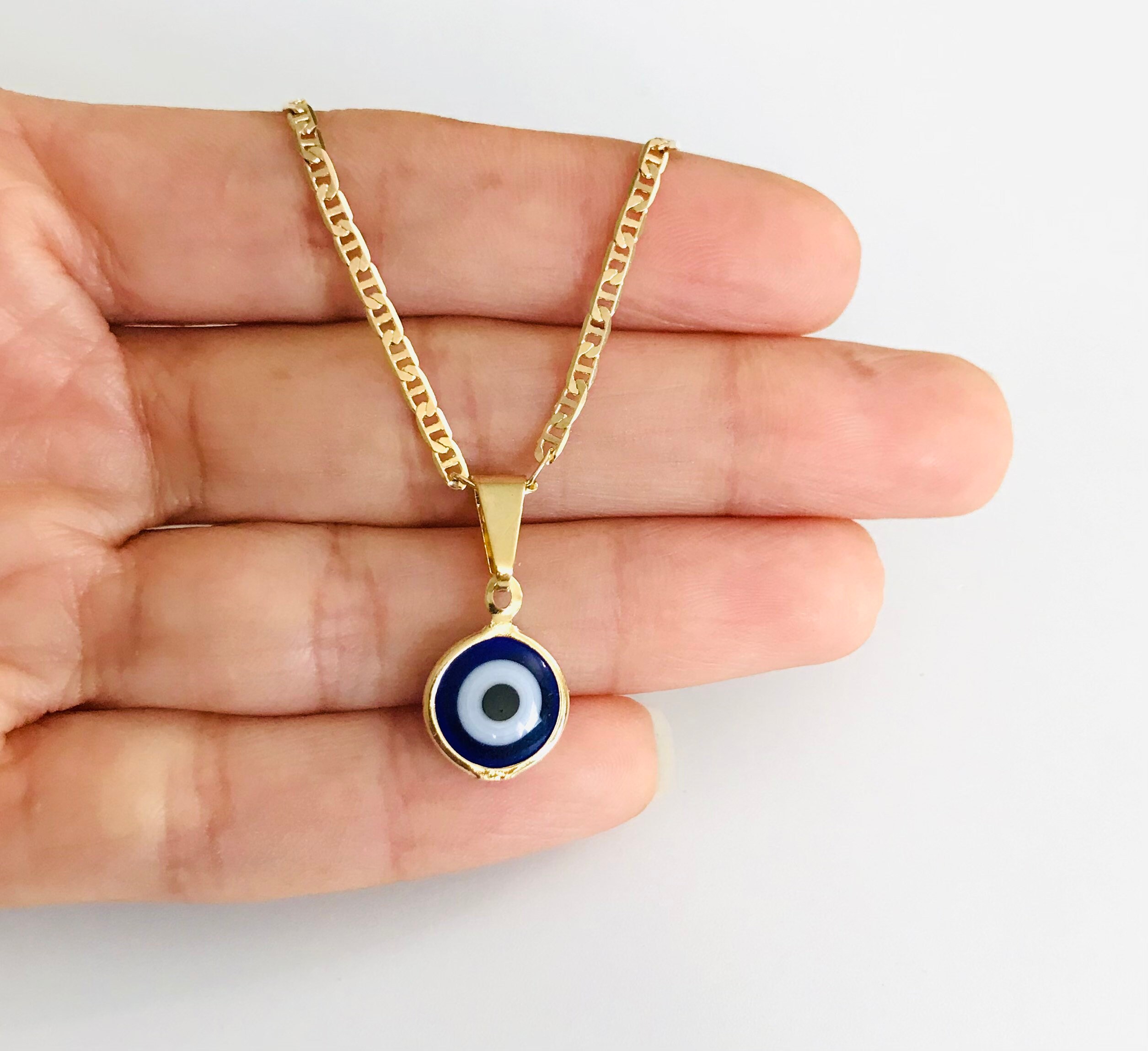 18K Gold Filled Evil Eye Pendant Necklace for Good Luck Protection Nazar 18k Gold Filled Dije Cadena de Ojo de la Buena Suerte P120