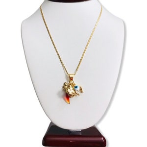 18K Gold Filled Charm Evil Eye, Elephant, Clover Necklace for good luck/18k Gold Filled Cadena de Buena Suerte P107 image 4