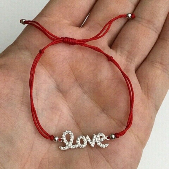 925 Sterling Silver Love Red String Bracelet Red Cord Love